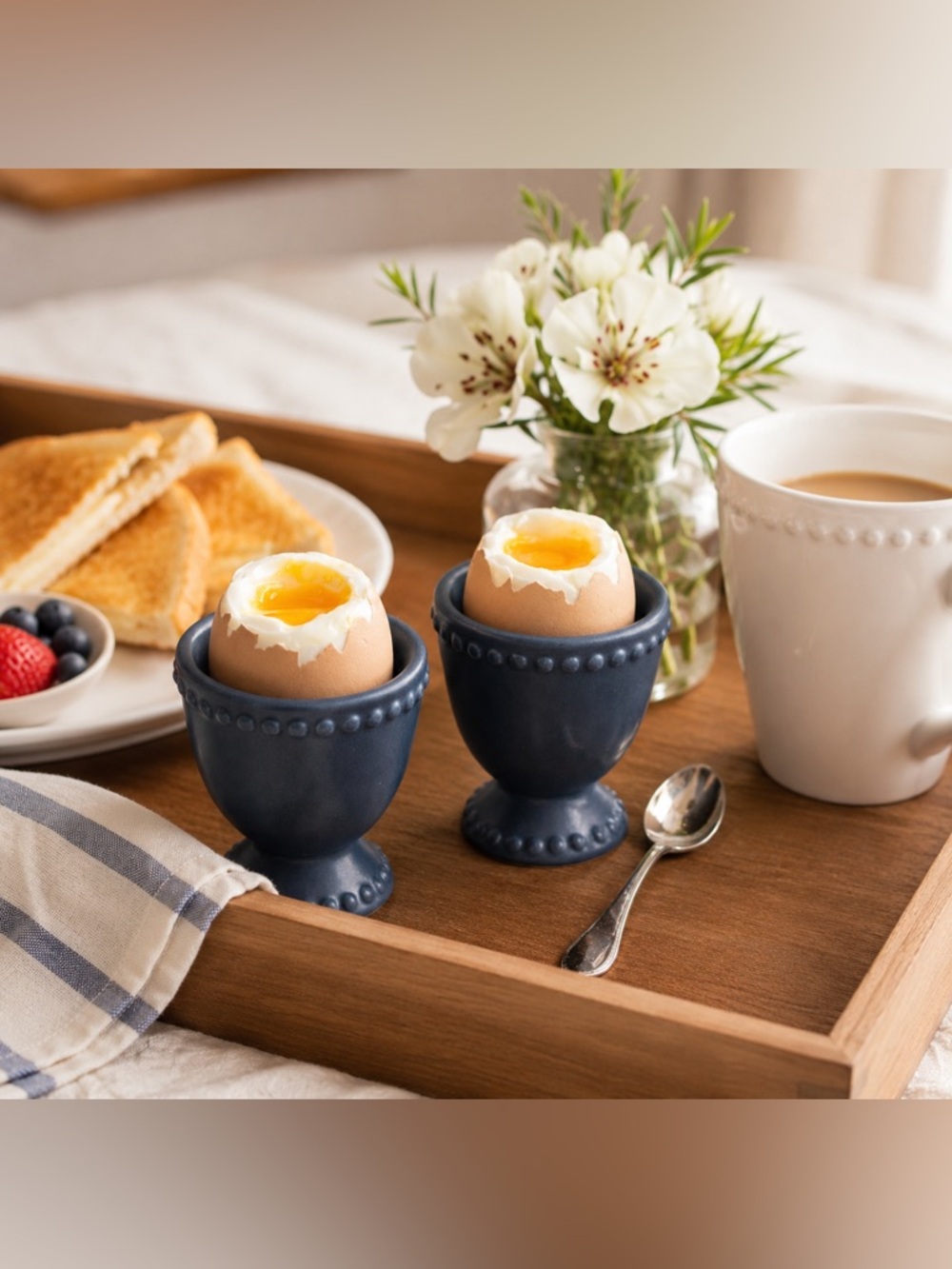 Egg Cup Set of 2 for Brunch Decor Gray Black Pedestal Footed